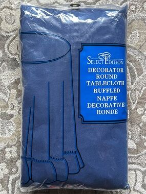Navy Blue 70” Ruffled Decorator Round Tablecloth